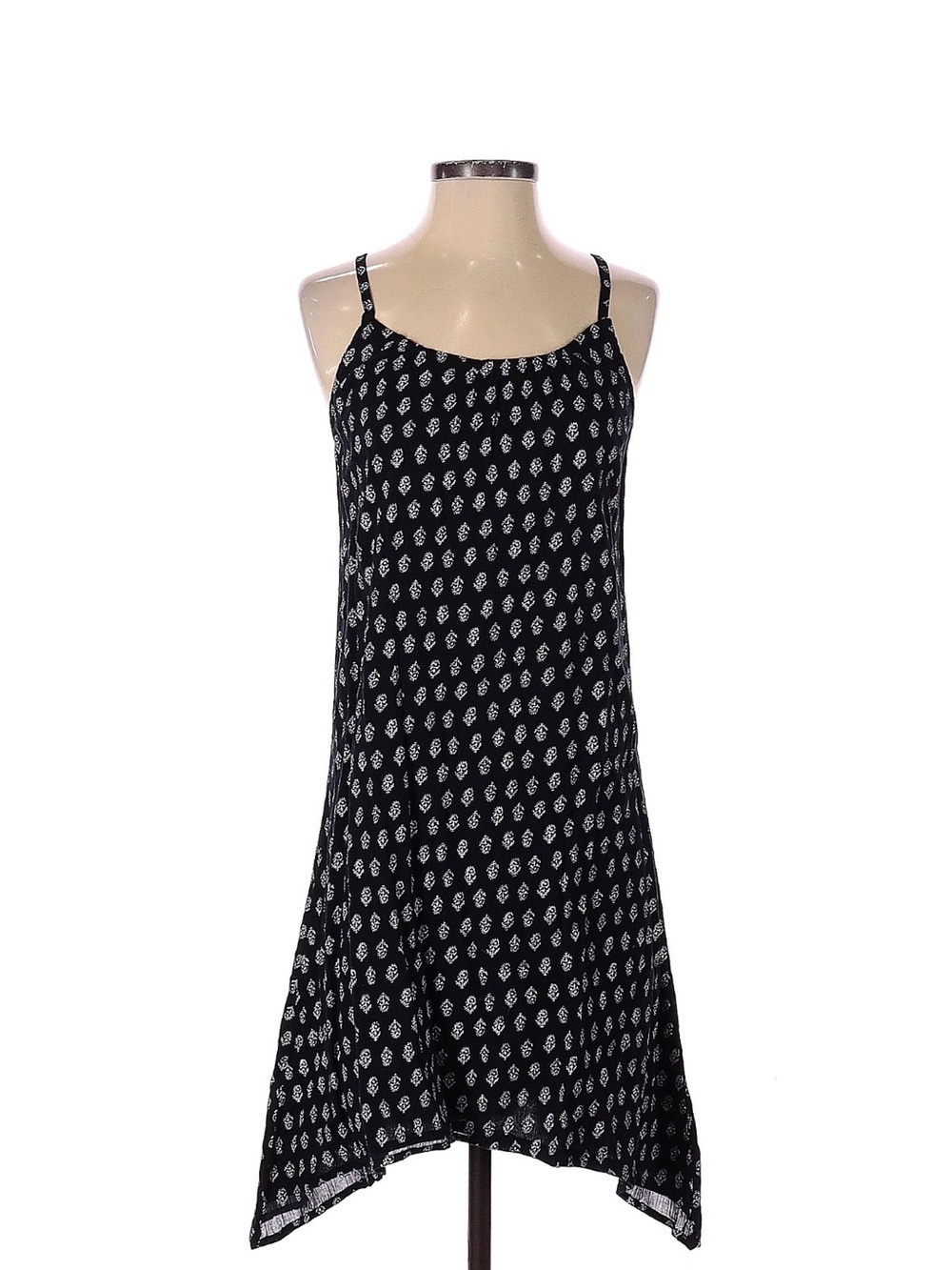 Gap Sleeveless Black White Trapeze Dress Asymmetrical Hankerchief Hem XS